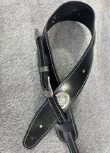 Load image into Gallery viewer, Adjustable Leather Concho Guiter Strap-Black
