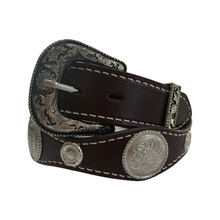 Load image into Gallery viewer, Silver Concho Brown Belt
